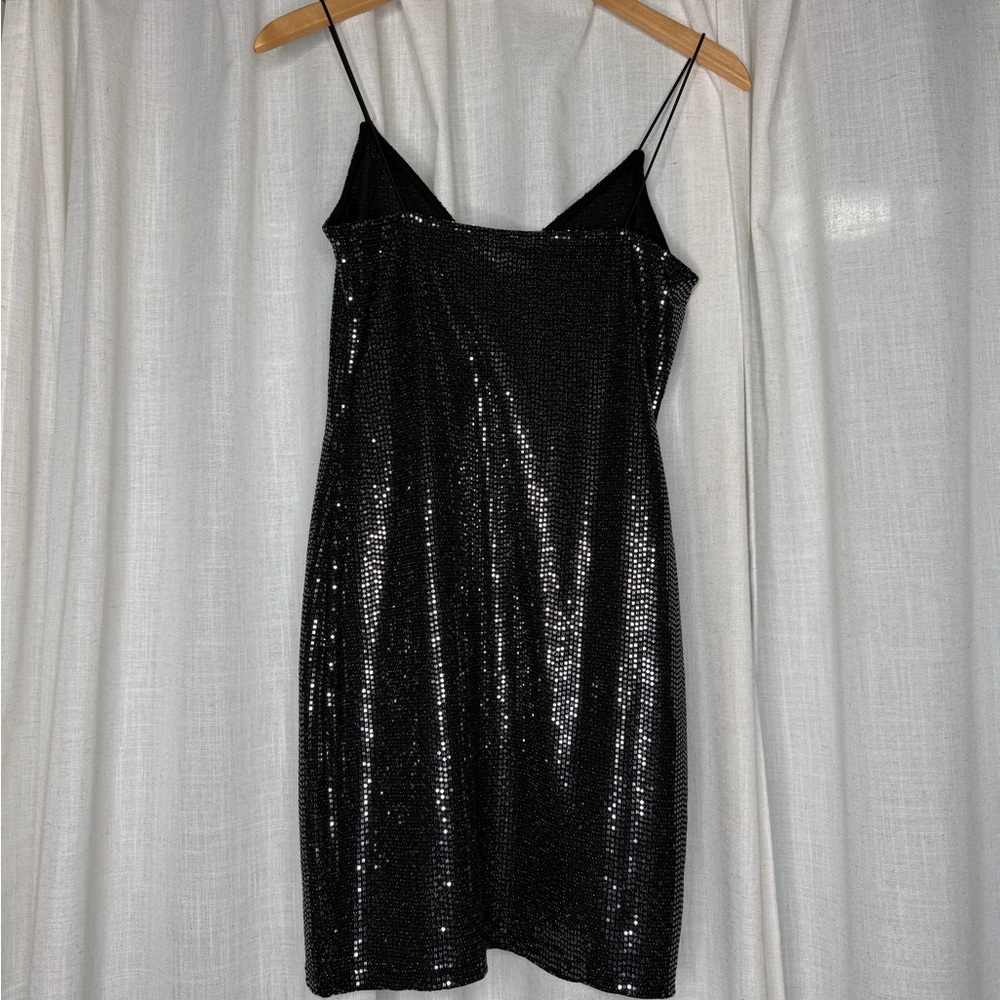 Dark Navy Sequin Slip Dress - Picture 2 of 3